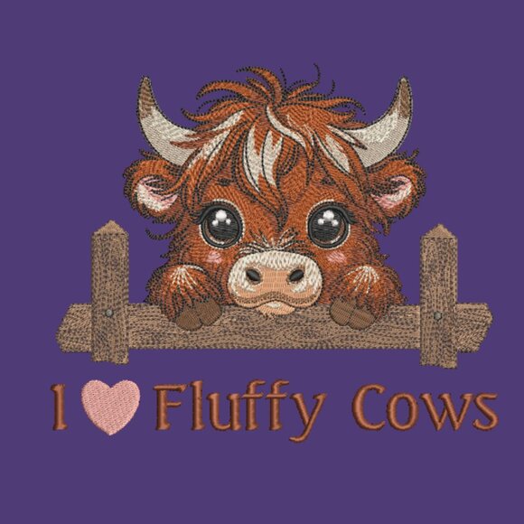 Highland Cow Sweatshirt I Love Fluffy Cows Embroidered Adult Unisex Crewneck - Picture 12 of 16